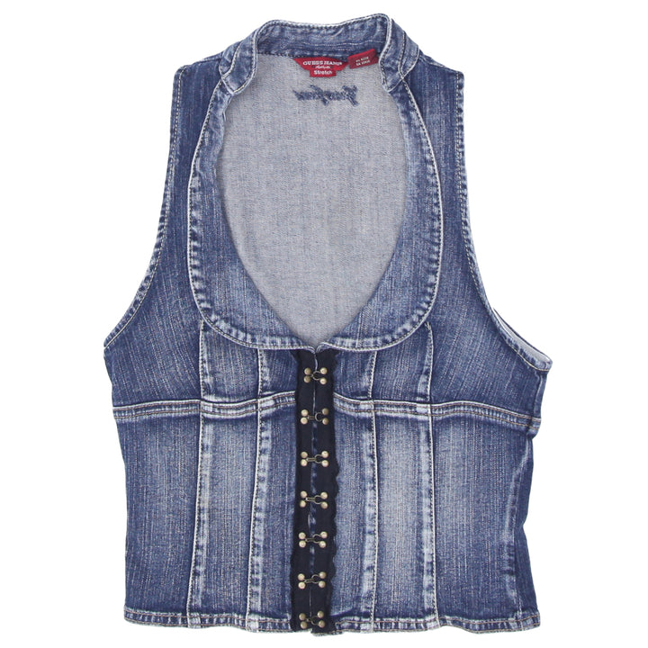 Y2K Guess Jeans Front Closure Stretch Denim Vest