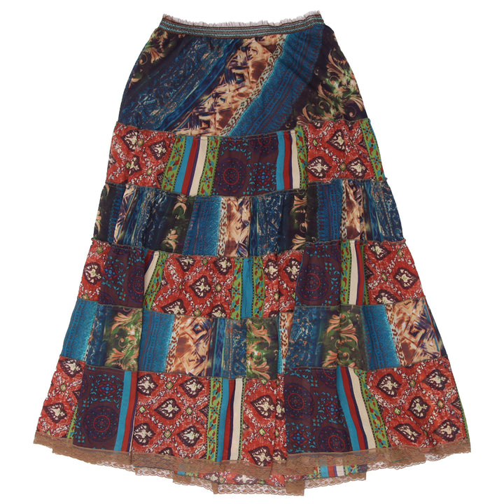 Y2K The Pyramid Collection Patchwork Boho Maxi Skirt