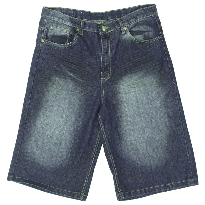 Mens Indigo-30 Embroidered Denim Jorts