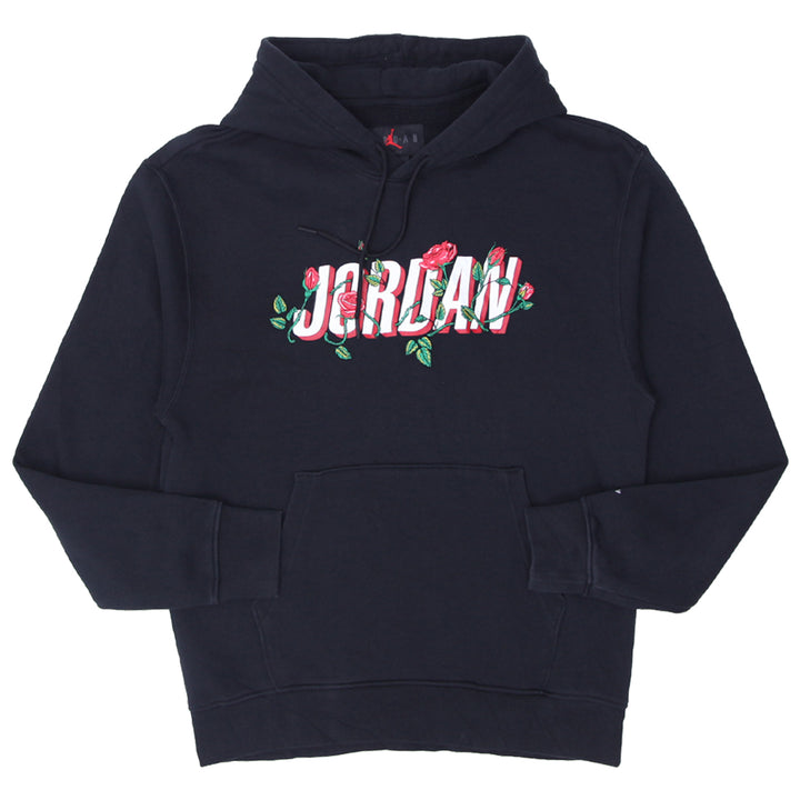 Mens Air Jordan Rose Embroidered Black Pullover Hoodie