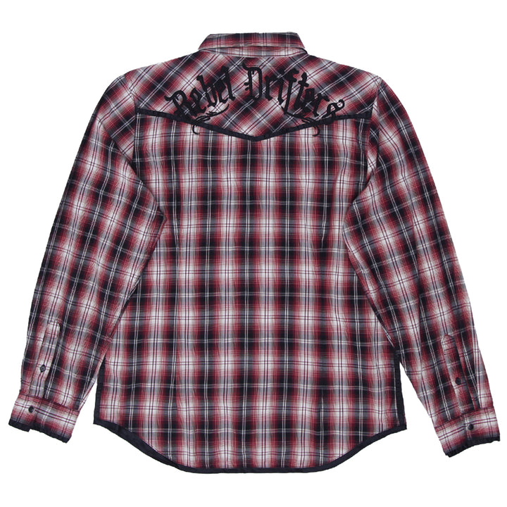 Mens Guess Plaid Rebel Drifters Button Long Sleeve Shirt