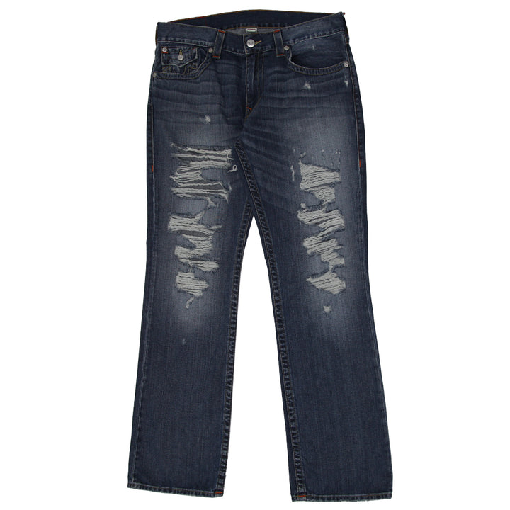 Mens Y2K True Religion Straight Ripped Jeans