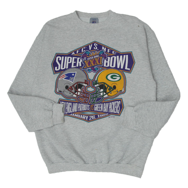 1996 Vintage Logo 7 New England Patriots Vs. Green Bay Packers Sweatshirt