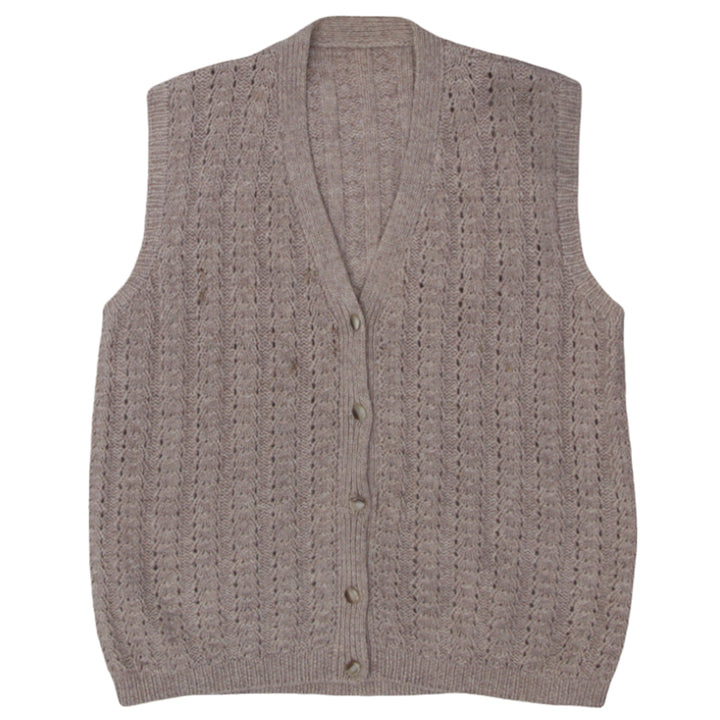 Vintage Knitted Sleeveless Sweater Cardigan Ladies