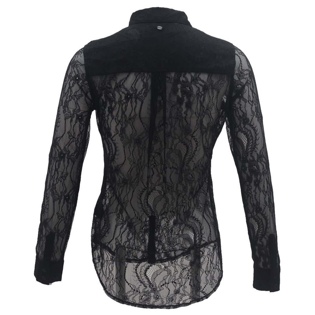 Ladies Guess Black Lace Long Sleeve Top