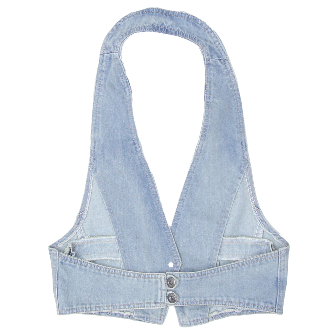 Y2K Denim Halter Neck Crop Top