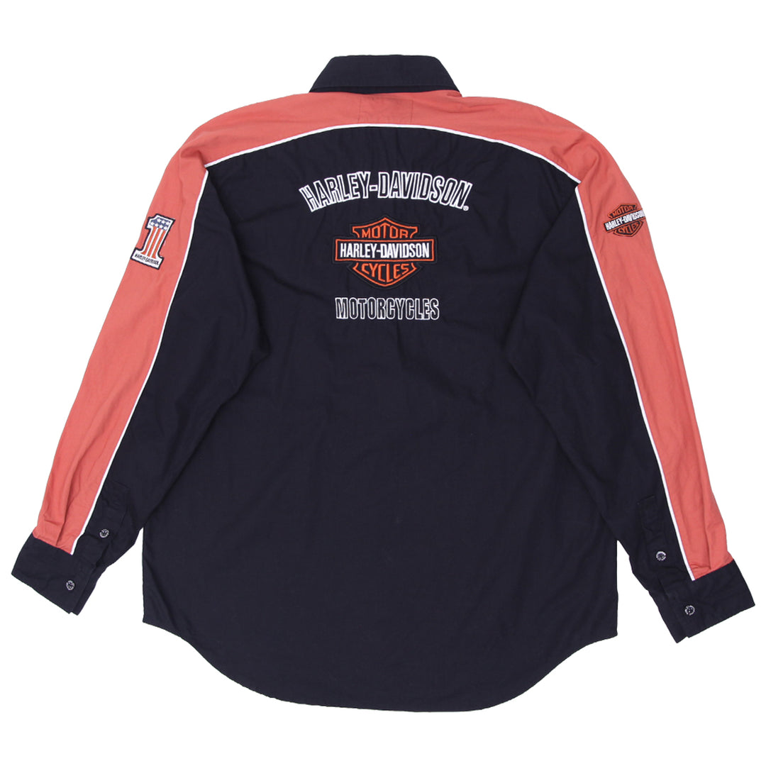 Mens Harley Davidson Motorcycles Embroidered Long Sleeve Shirt