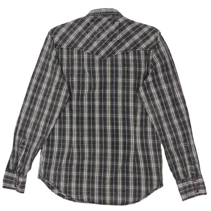 Mens Y2K Guess Checkered Long Sleeve Shirt