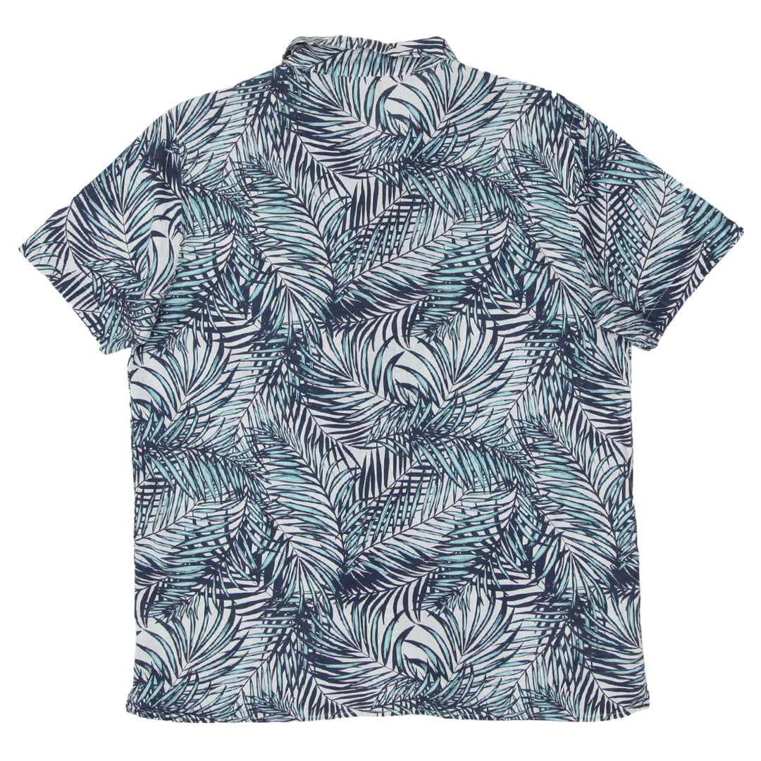 Mens Mountain Ridge Palm Print Short Sleeve Linen Shirts