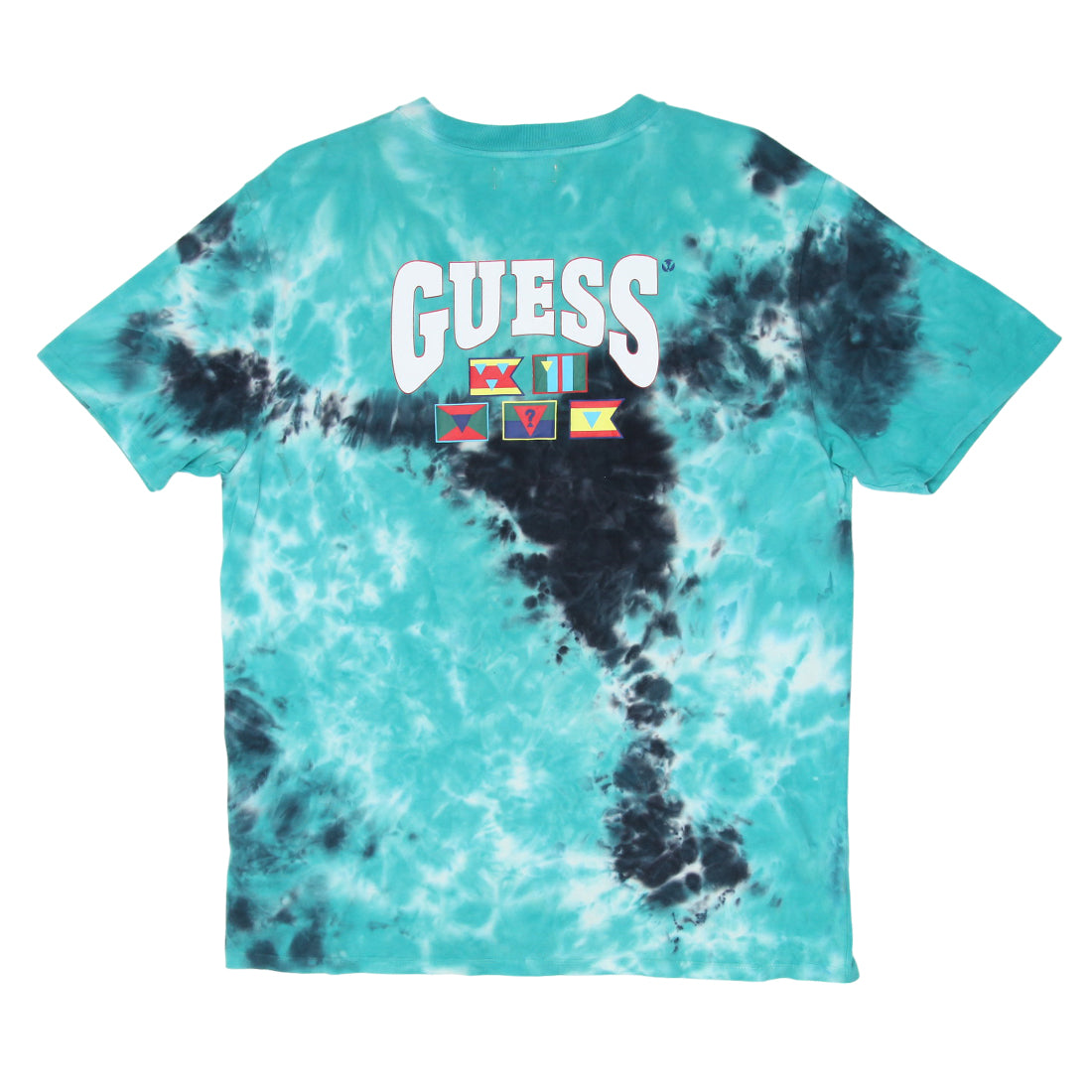 Mens Guess Embroidered Tie Dye T Shirt Fashion Rerun Vintage