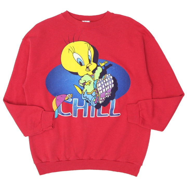 Vintage 1997 Looney Tunes Tweety Bird Chill Crewneck Sweatshirt Red