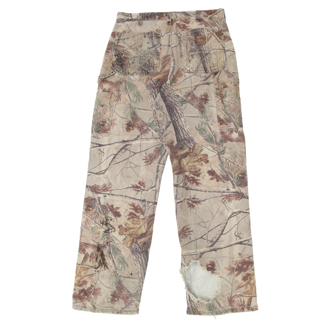 Mens Carhartt Realtree Forest Camo Carpenter Pants Distressed