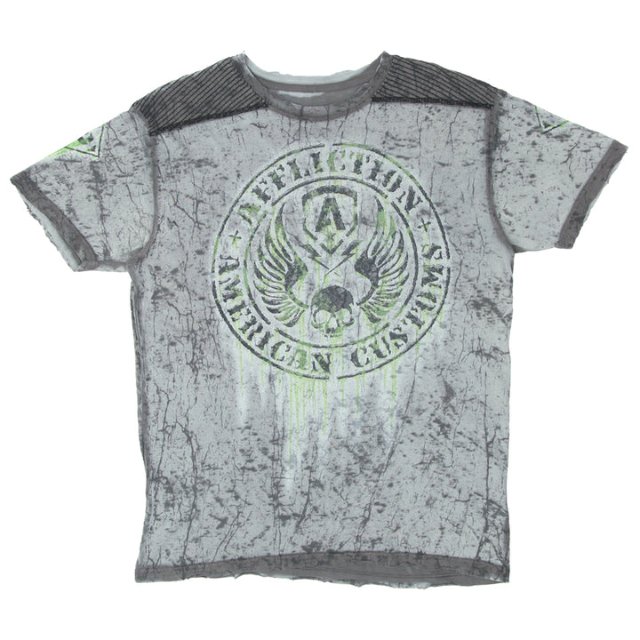 Mens Y2K Affliction Tie Dye Distressed T-Shirt