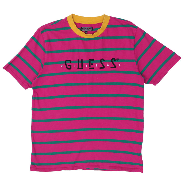 Mens Guess Vibras Embroidered Stripe Crewneck T-Shirt