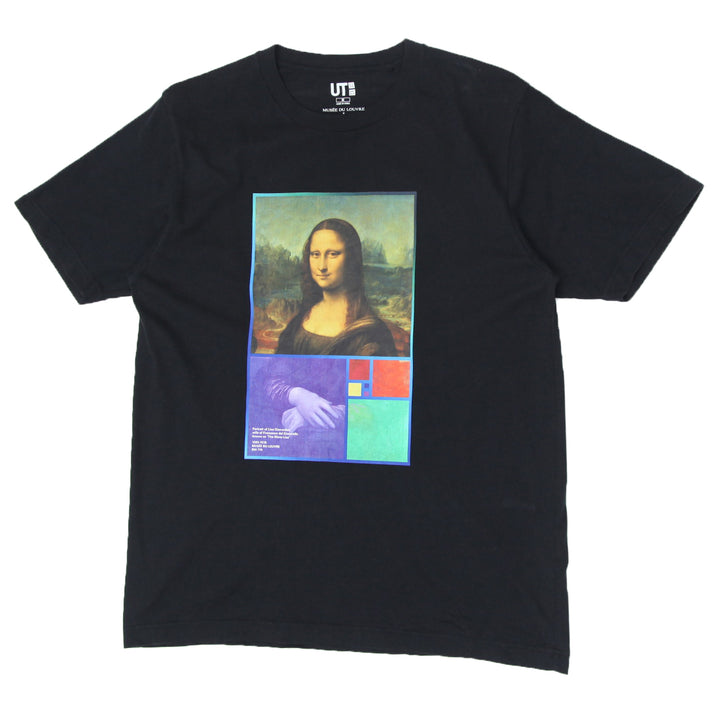 Mens Uniqlo Mona Lisa Print Black T-Shirt