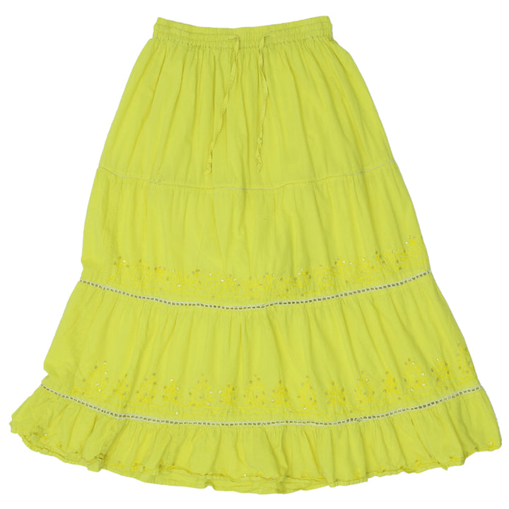 Y2K Neetus Embroidered & Sequins Detailed Yellow Skirt