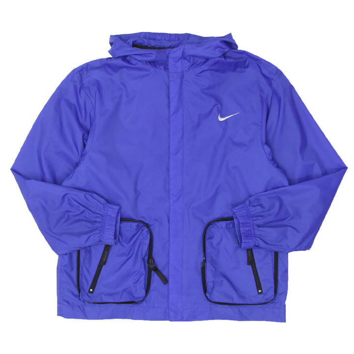 Ladies Nike Swoosh Embroidered Windbreaker Hooded Jacket Fold Into Bag