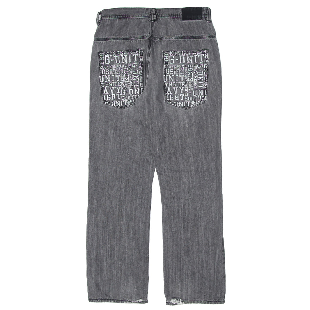 Mens Y2K G-Unit Denim Washed Straight Jeans