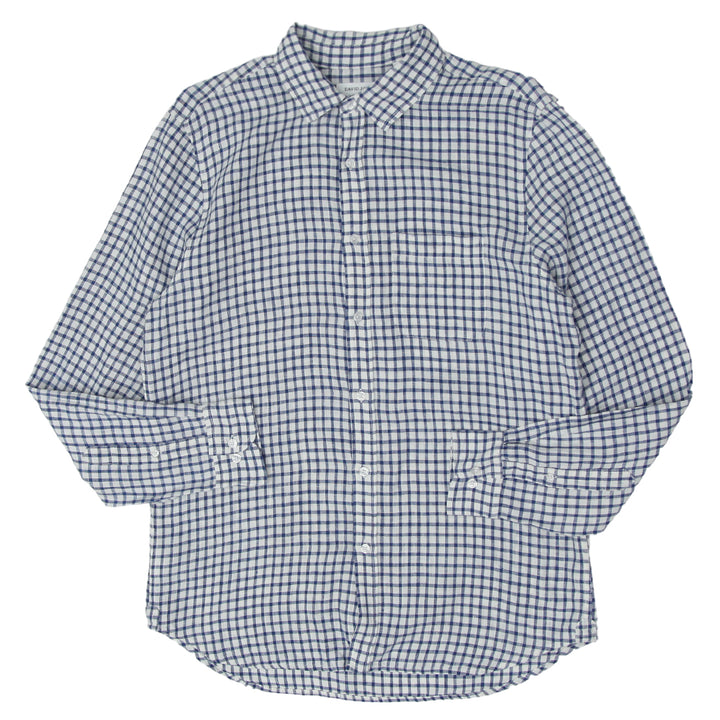 Mens David Jones Checkered Pure Linen Long Sleeve Shirt