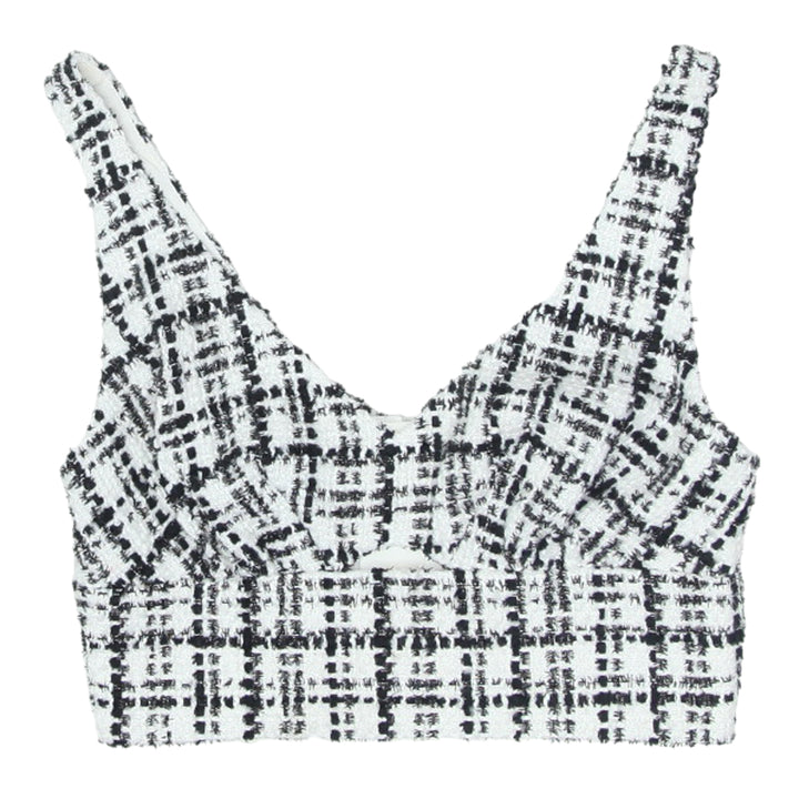 Ladies Black & White Sleeveless Crop Top