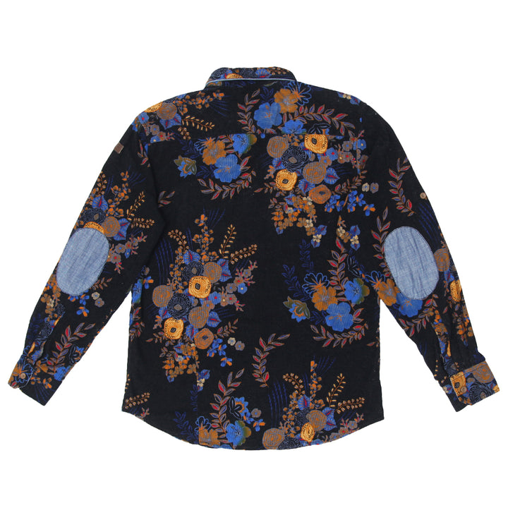 Mens Floral Print Corduroy Long Sleeve Shirt