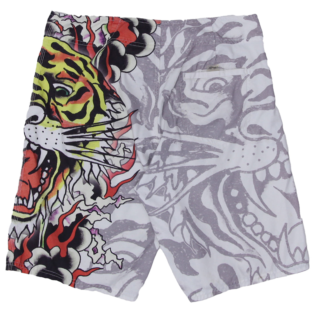 Mens Y2K Ed Hardy Tiger Board Shorts