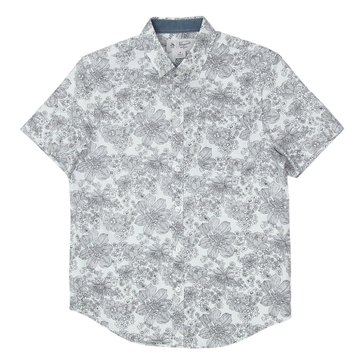 Mens Penguin Floral Short Sleeve Shirt