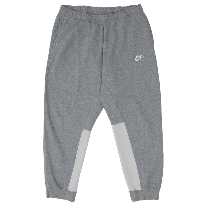 Mens Nike Embroidered Fleece Gray Jogger Pants