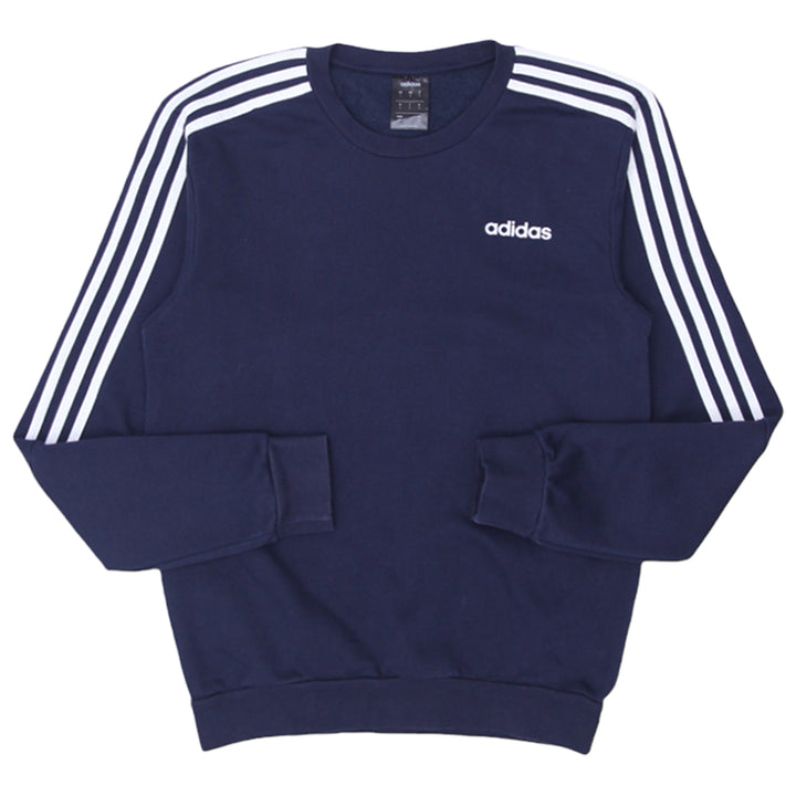 Mens Adidas White Stripes Navy Crewneck Sweatshirt