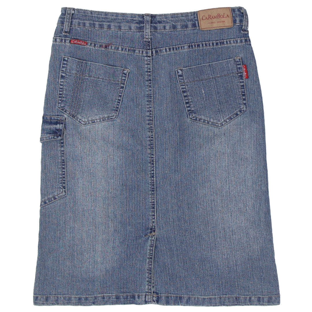 Y2K Carambola Washed Denim Midi Skirt