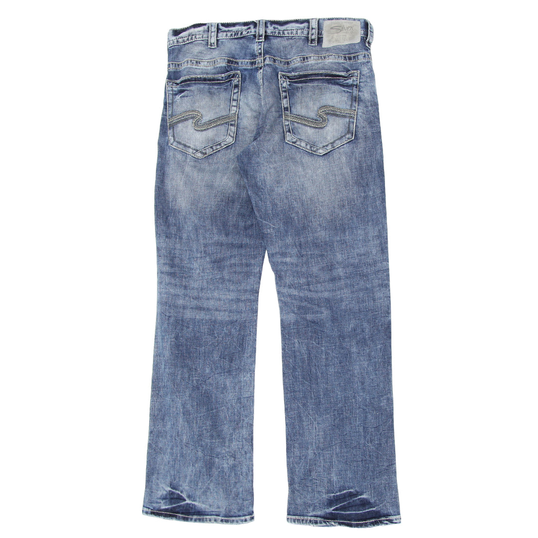 Mens Silver Jeans Washed Straight Jeans