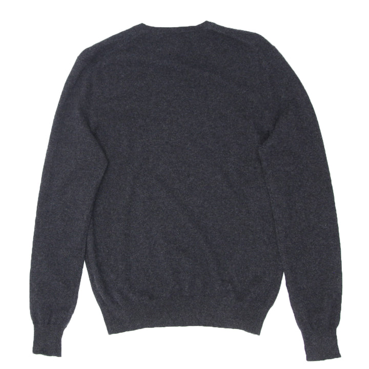 Mens Black Brown 100% 2 Ply Cashmere V-Neck Sweater