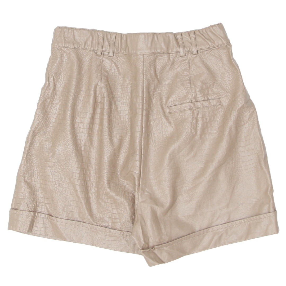 Ladies High Waist Crocodile Faux Leather Shorts