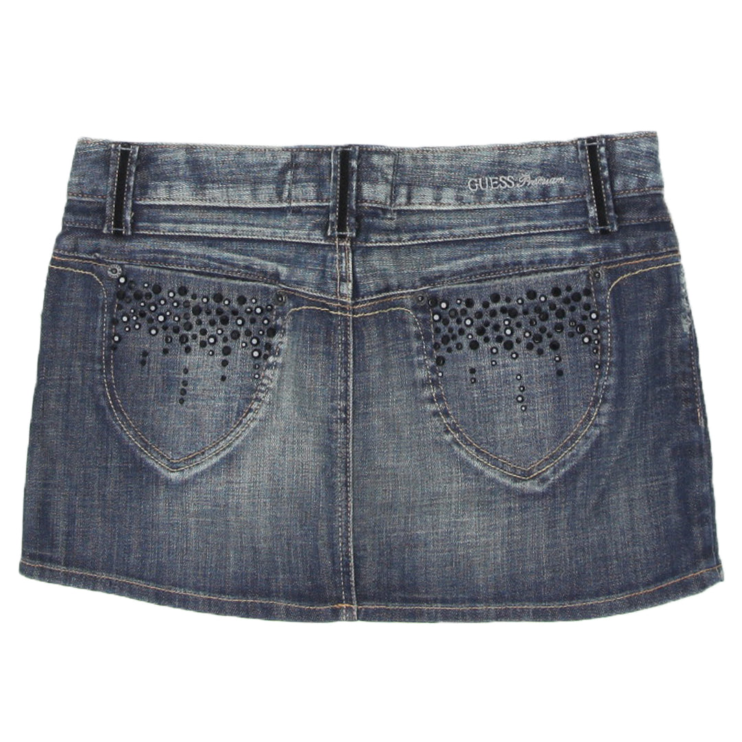 Ladies Guess Black Stones Denim Mini Skirt