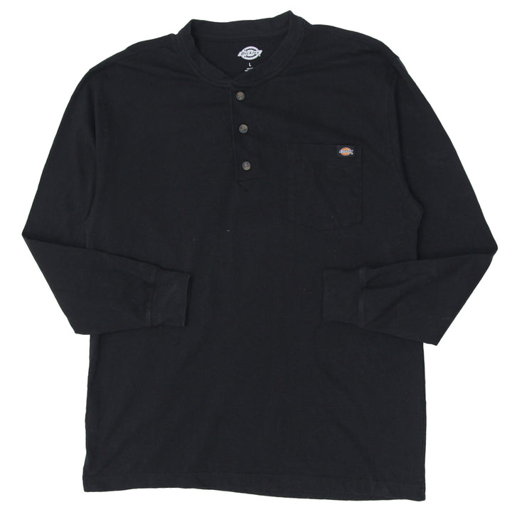 Mens Dickies Button Neck Long Sleeve Pocket T-Shirt