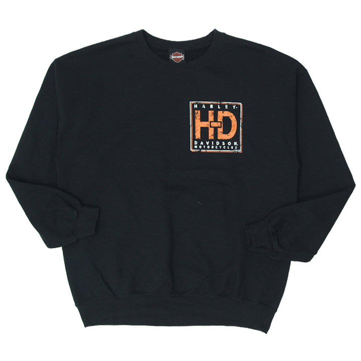 Mens Harley Davidson Motorcycles Woodstock Illinois Crewneck Sweatshirt Black