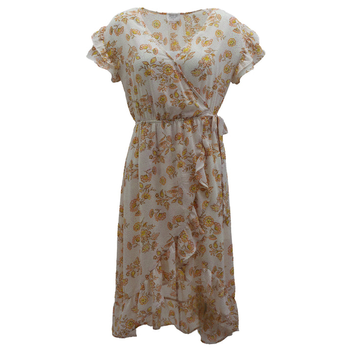 Ladies Sienna Sky Floral Ruffle Sleeve Midi Dress