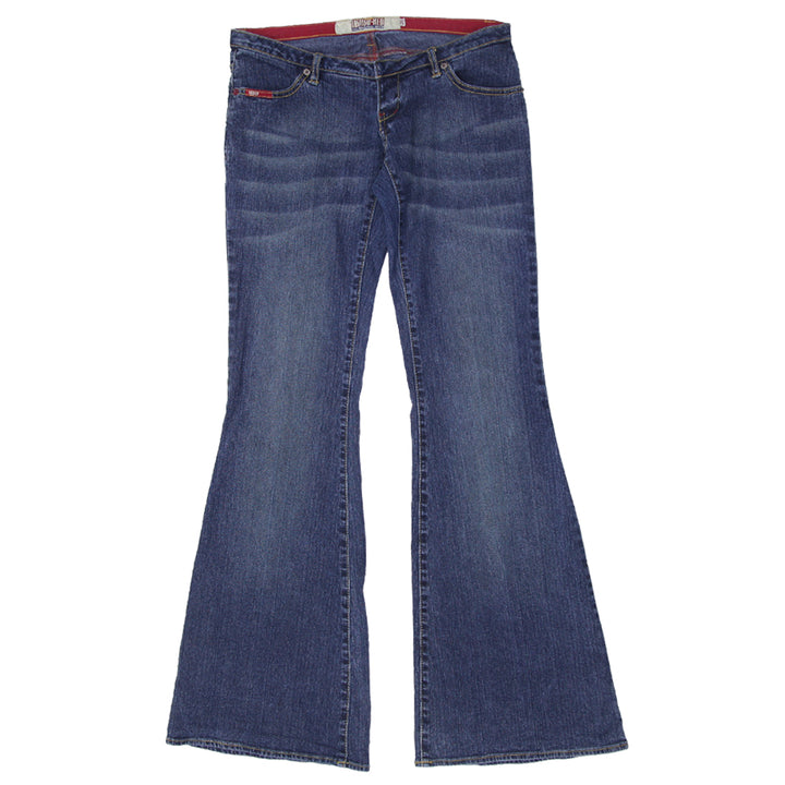 Y2K Indigo Red Low Rise Flare Jeans