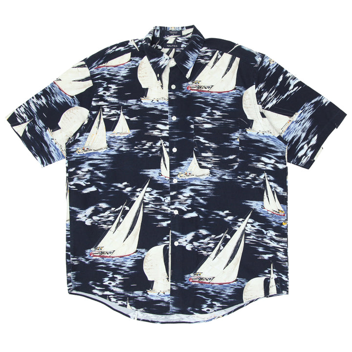 Mens Nautica Sailing Boat Printed Short Sleeve Shirt