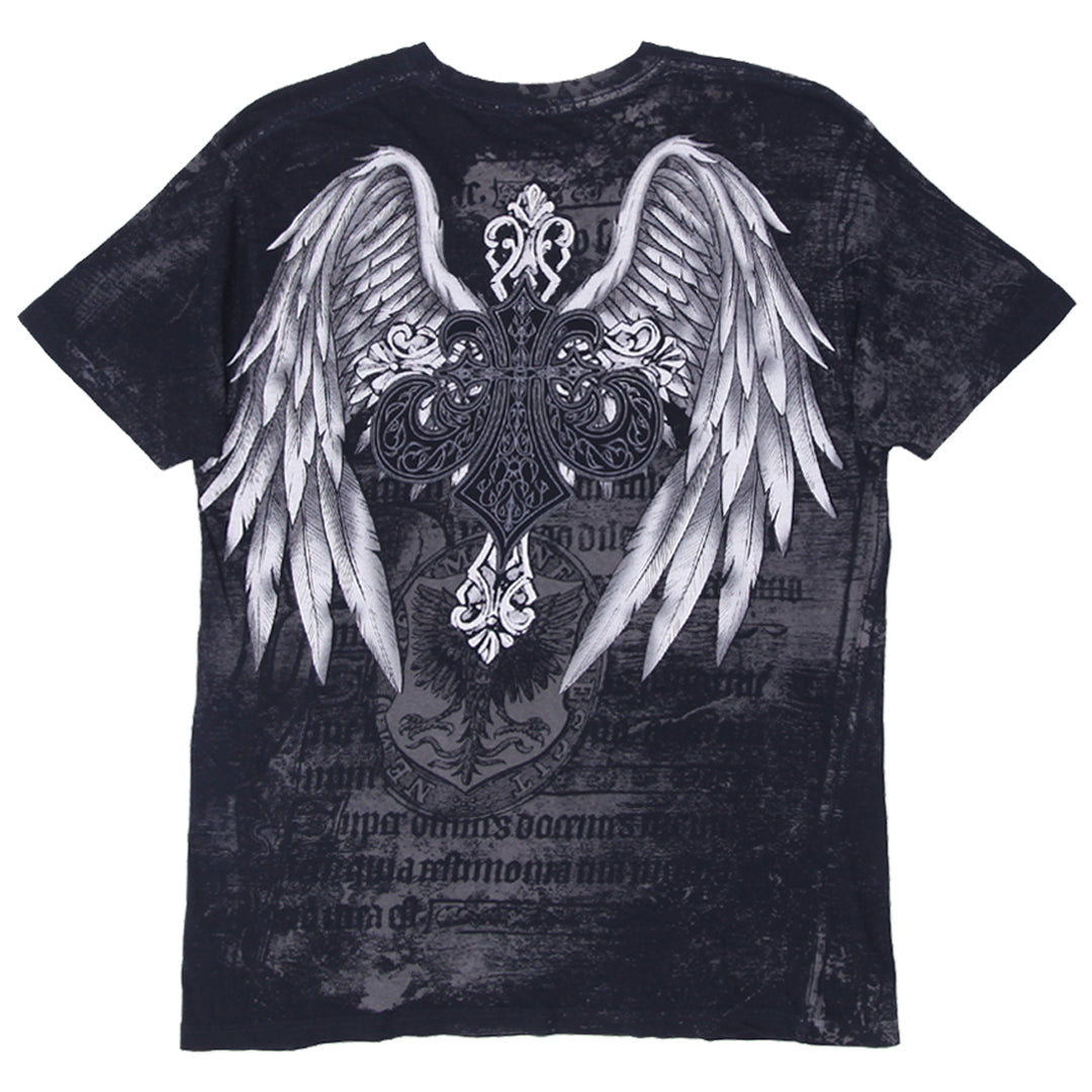 Mens Y2K Konflic Winged AOP T-Shirt Black