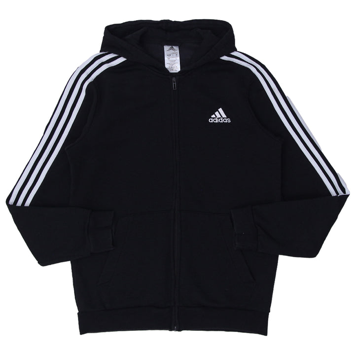 Mens Adidas Embroidered White Stripes Full Zip Hoodie