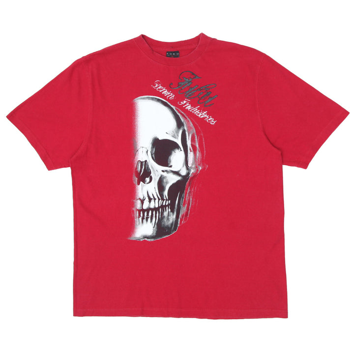 Mens Y2K Fubu Denim Collection Skull T-Shirt