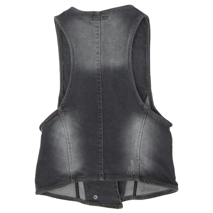 Ladies Blu Deise Stud Denim Crop Top Vest