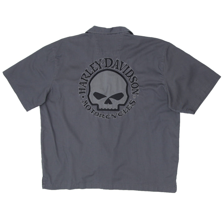 Mens Harley Davidson MotorClothes Embroidered Skull Shirt