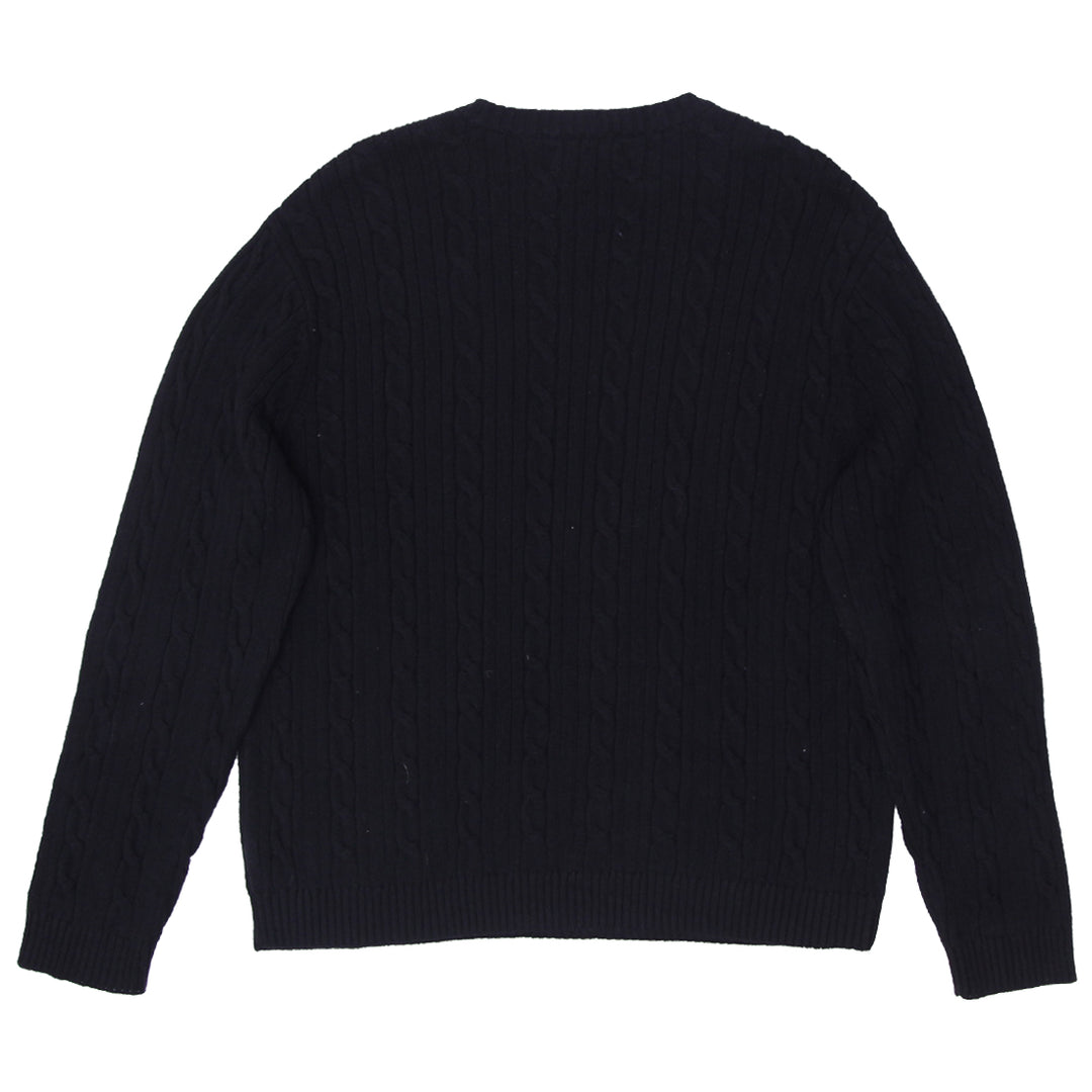 Mens Chaps Cable Knit Black Sweater