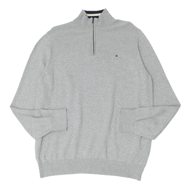 Mens Tommy Hilfiger Quarter Zip Gray Sweater