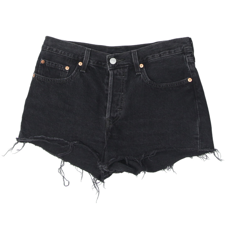 Ladies Levis 501 Button Fly Black Denim Shorts