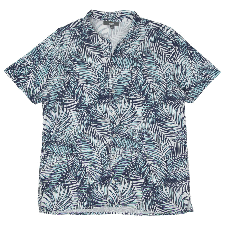 Mens Mountain Ridge Palm Print Short Sleeve Linen Shirts