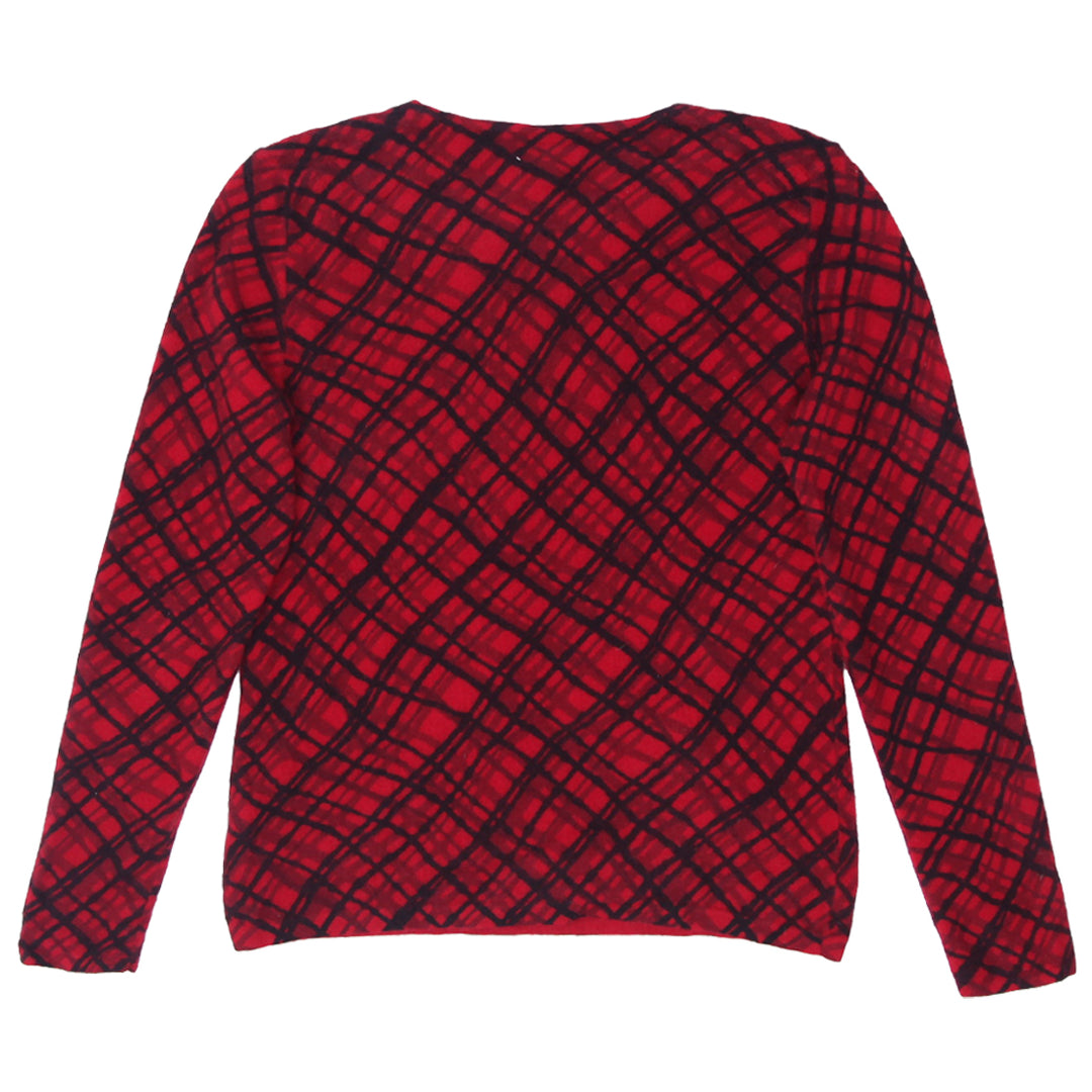 Ladies Charter Club 2-Ply Plaid 100% Cashmere Sweater