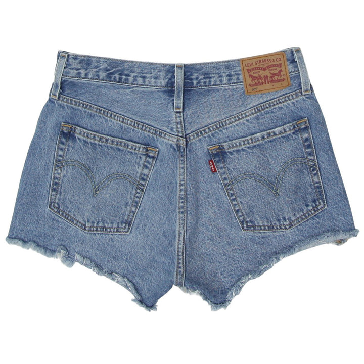 Ladies Levi Strauss 501 Button Fly Ripped Denim Shorts